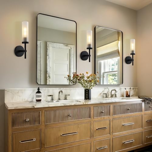 15" Hardwired Frosted Glass 2 PC Bathroom Wall Sconces