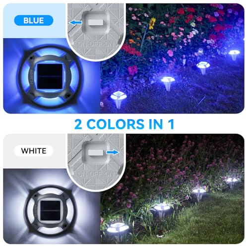 2 Colors in 1 Solar Driveway Light 1 Pack with Ground Spike Design