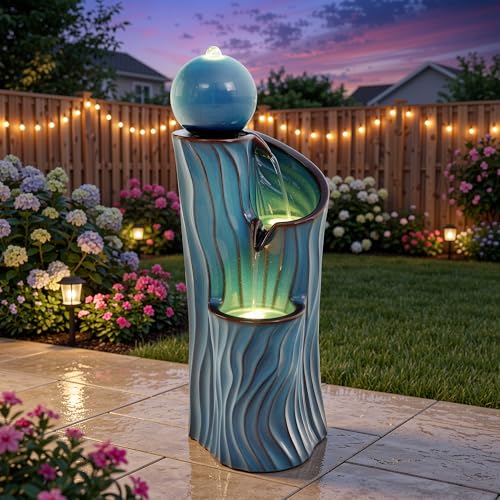 32" H Ceramic Outdoor Water Fountain
