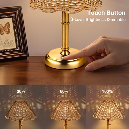 Mini Cordless Boho Rattan Table lamp