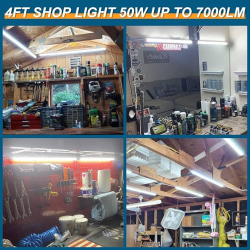 Led Shop Lights 4FT 50W 6500K 7000LM Clear White (10 Count)