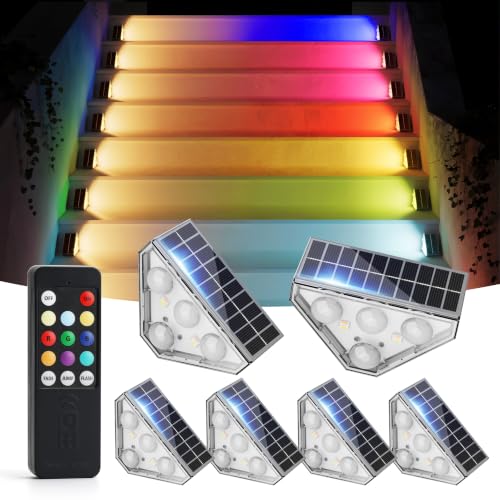 Solar Step Lights Outdoor Waterproof with Remote 6 Pack (6 Count)