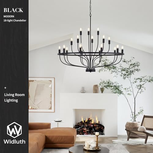 39.4" Large Black Chandelier