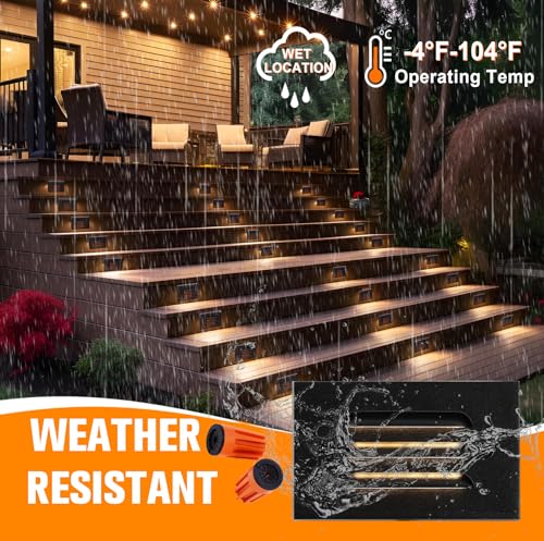 4 Inch 5CCT 12V 4W Low Voltage LED Step Light with Horizontal Louvered Faceplate for Steps Decks Stairs (6 Count)