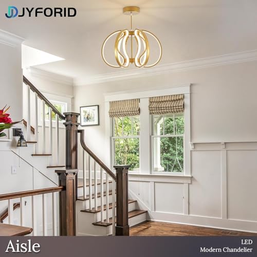 Modern Gold Chandelier with Remote Control