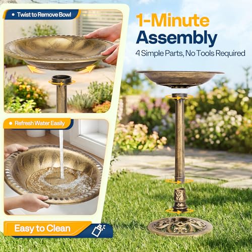 Bird Bath with Solar Fountain for Outside