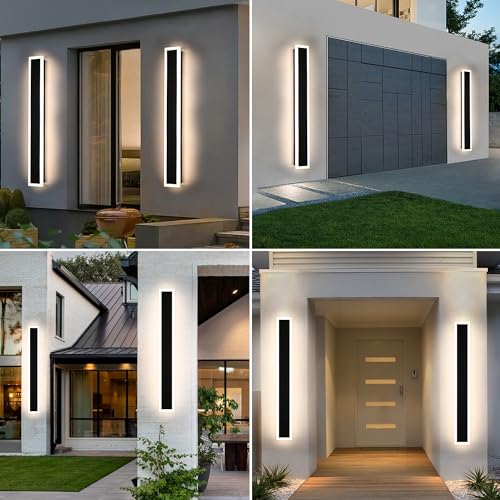 2 Pack 40in Outdoor Wall Light LED Long Wall Sconce Black (2 Count)