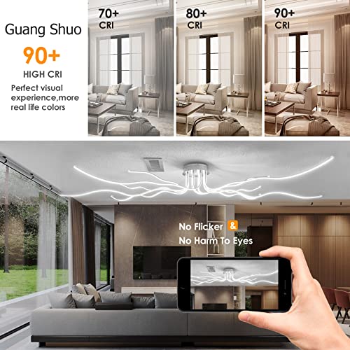 Modern LED Ceiling Lights for Living Room Large 55.10inch Large 10 Lights Modern Light Fixture Ceiling Mount Dimmable with Remote 138W for Dining Room