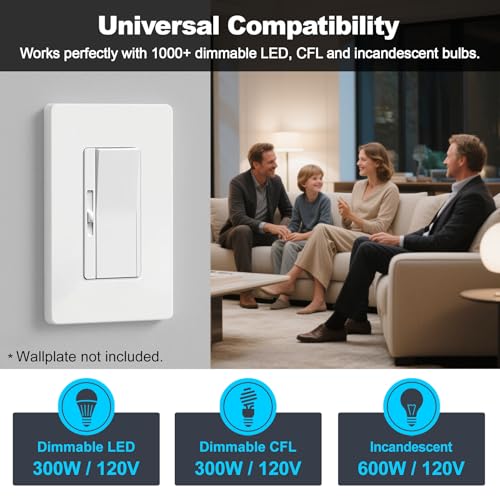 Super Slim Dimmer Light Switch for 300W Dimmable LED (48 Count)