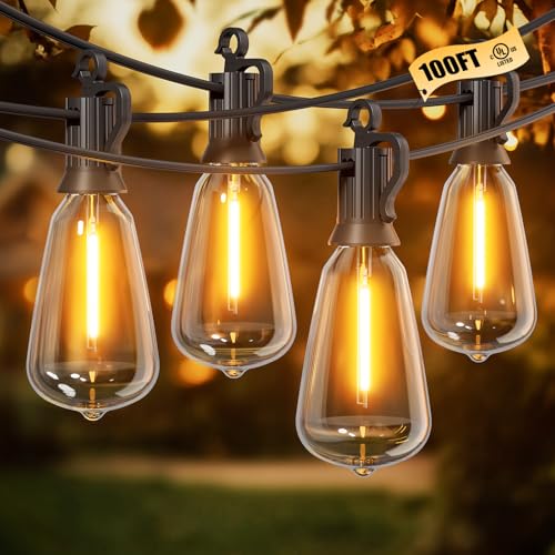 Outdoor String Lights Patio Lights 100FT ST38 Waterproof Dimmable