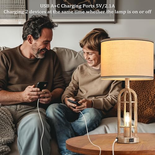 Farmhouse Table Lamps for Living Room End Table Set of 2 (2 Count)