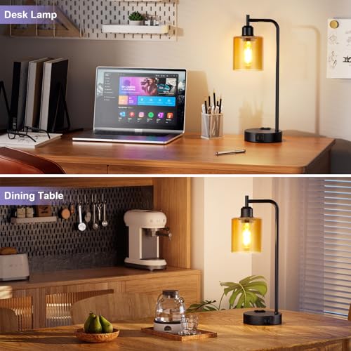 Industrial Touch Nightstand Lamps for Bedrooms Set of 2 (2 Count)