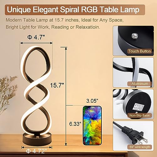 Modern Spiral LED RGB Table Lamp (2 Count)