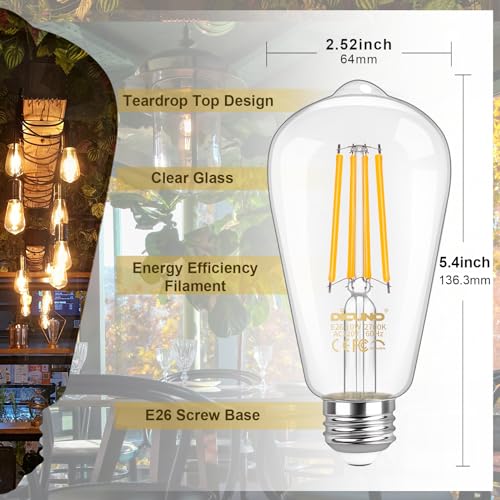 Dimmable Edison Bulbs 100W Equivalent (6 Count)