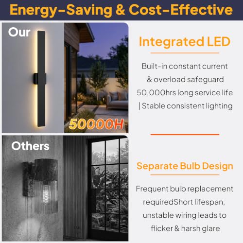 2 Pack 39.4in LED Outdoor Wall Lights Dimmable (39.4in)
