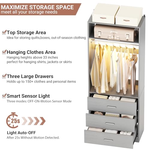 Freestanding Closet Systems with 2 Motion Sensor LED Lights