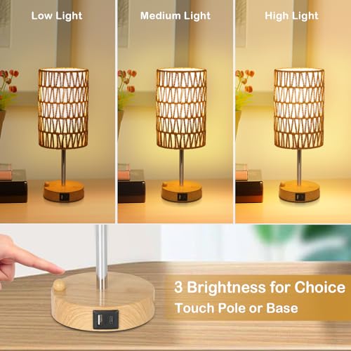 Boho Table Lamp for Bedroom with Bulb
