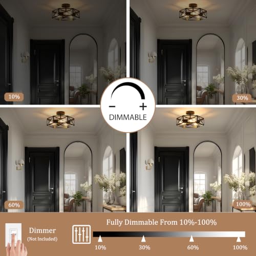 Modern Farmhouse Black Semi Flush Mount Ceiling Light 14.6 Inch (Black / 14.6 Inch)