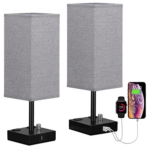 Grey Bedside Table Lamps Set of 2 (2 Count)