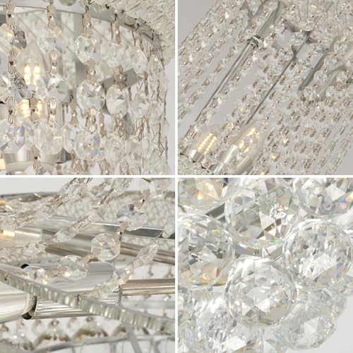 MORECHANGE French Empire Crystal Chandelier Luxury Chrome Empire Chandelier