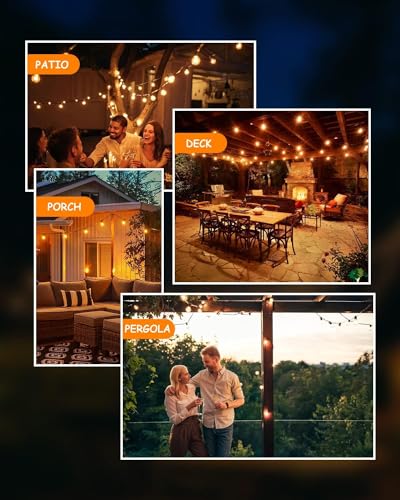 Outdoor String Lights 120 FT Waterproof Patio Light 63 LED Bulbs (120 Foot)