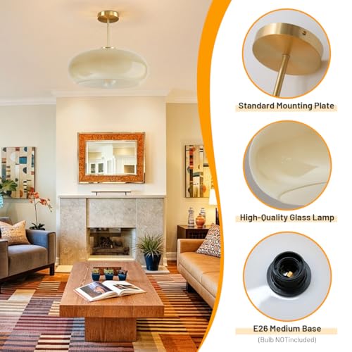 Gold Brass Semi Flush Mount Ceiling Light 15.7″