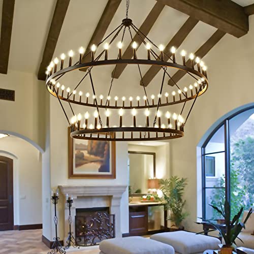 2 Tier Black Large Wagon Wheel Chandelier