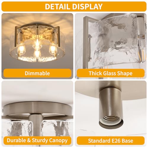 4 Light Brushed Nickel Semi Flush Mount Ceiling Light