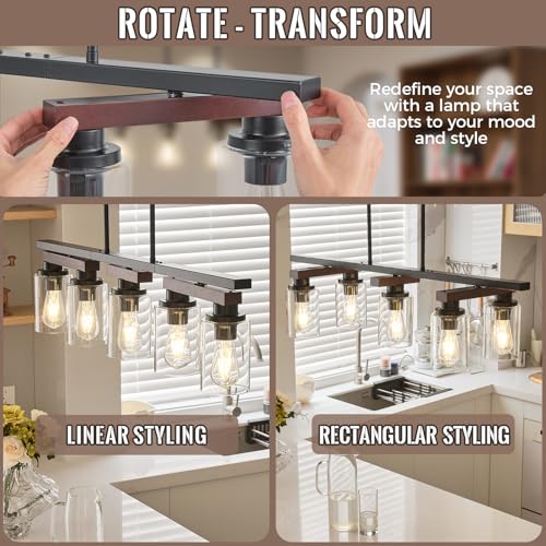 5 Light Black Linear Chandelier