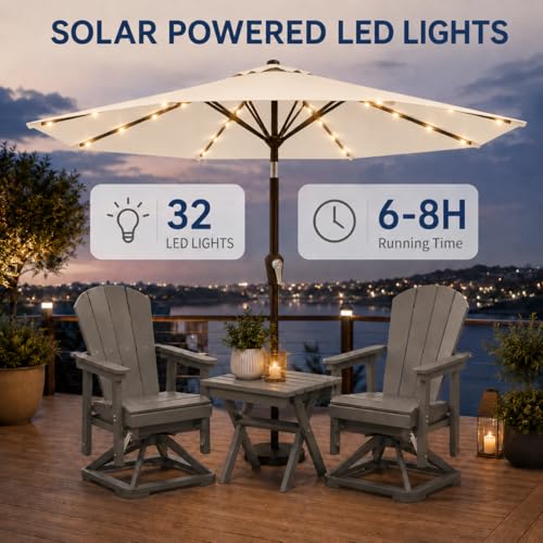 10FT Solar Patio Umbrella with Lights