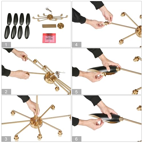 47.2" Large Black and Gold Chandelier