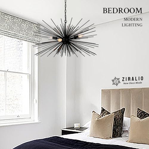 31in 4 Light Black Sputnik Chandelier Mid