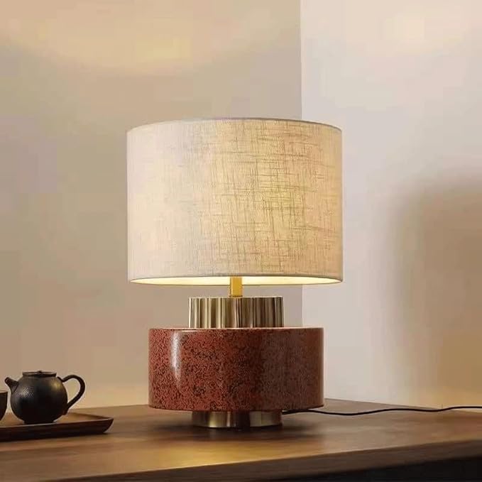 Chinese Vintage B&B Hotel Room Desk Light Wabi-sabi Style Fabric Ceramic Desk Lamp Living Room Bedroom Study Room Reading Table Lamp Coffee Shop Sample Room Showcase Decoration Lighting Fixture
