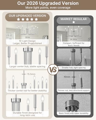 10 Light Brushed Nickel Chandelier