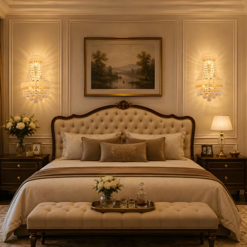 4 Lights Empire Crystal Wall Sconce Light for Living Room