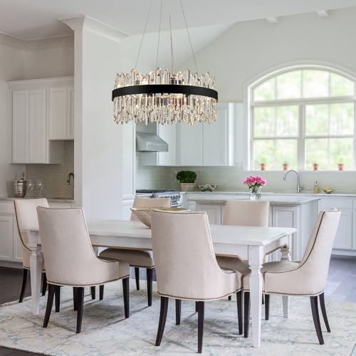 Black Modern Oval Crystal Chandelier