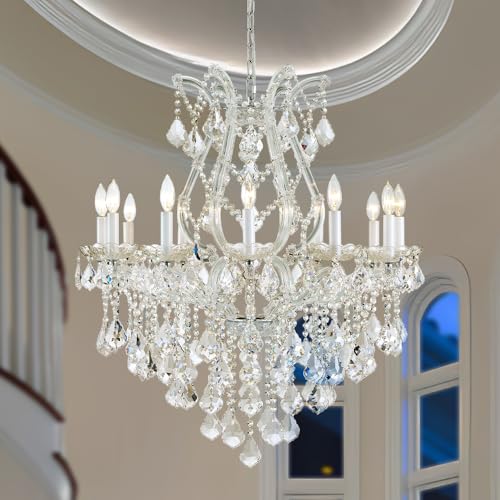 Large Silver Modern Crystal Chandelier Light Fixtures