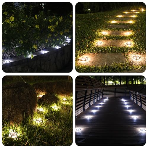 2 Colors in 1 Solar Driveway Lights 12 Pack with Ground Spike Design (12 Count)