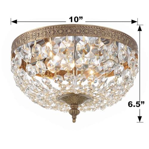 2 Light Spectra Crystal Olde Brass Flush Mount