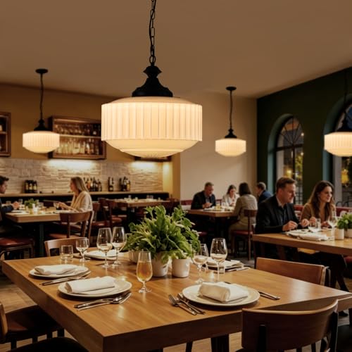 Vintage Milk Glass Pendant Light