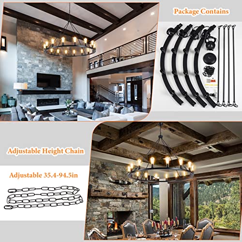 Wagon Wheel Chandelier 16 Light 47" Farmhouse Chandelier for Dining Room