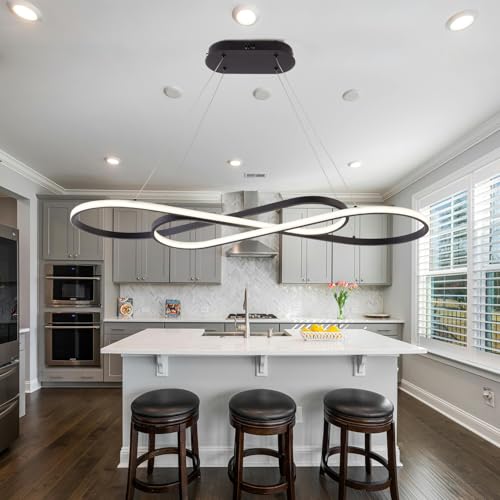 Black Snake Shaped Twist Dimmable Modern LED Pendant Chandelier
