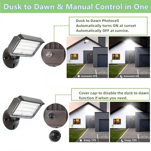 2Pack Dusk to Dawn Outdoor 60W LED Flood Light with Knuckle & Plate Mount (2 Count)