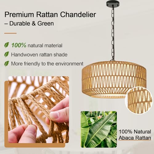9" 52" Height Adjustable Farmhouse Chandelier Light Fixture