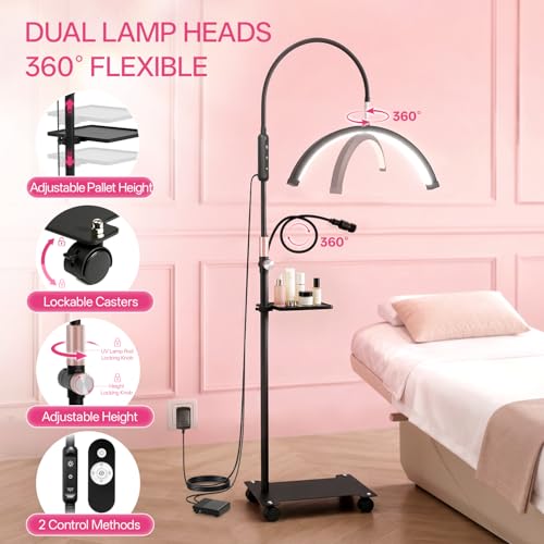 Half Moon Floor Lash Lamp with Curing Light and Foot Pedal