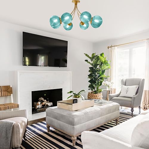 Modern 8 Lights Chandelier Ceiling Pendant Light Dining Room Chandelier Over Table 32.2" Flush Mount Ceiling Lights for Living Room Bedroom Kitchen