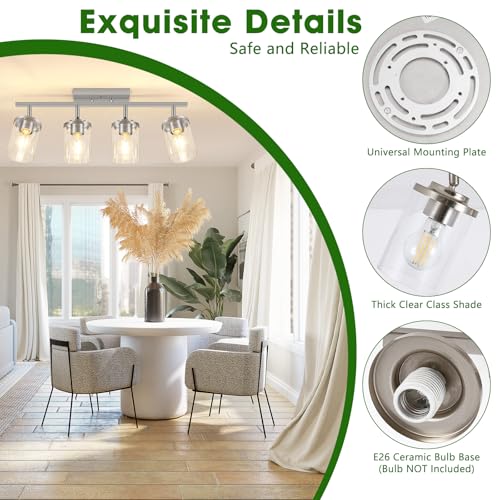 4 Lights Brushed Nickel Kitchen Lighting Fixtures Ceiling