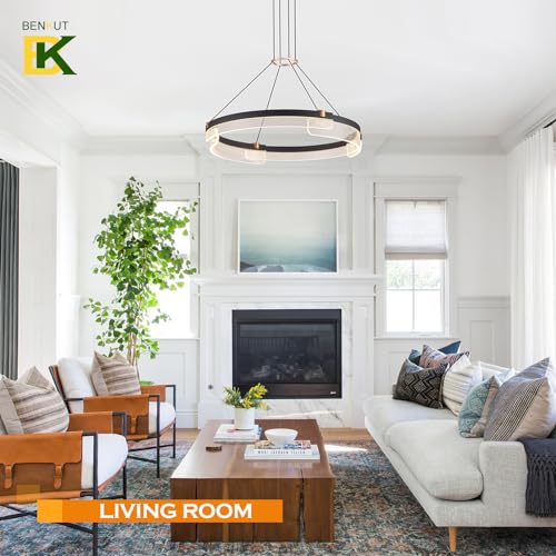 Modern LED Pendant Light Dimmable Black LED Chandelier for Dining Room Pendant Light Fixture Over Table Modern Chandelier Kitchen Island Living Room Entryway