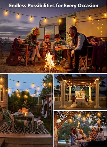 Outdoor String Lights 190FT with 60+2 Shatterproof Edison Bulbs (190 Foot)