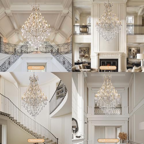 44 Lights Large Crystal Chandelier for High Ceilings